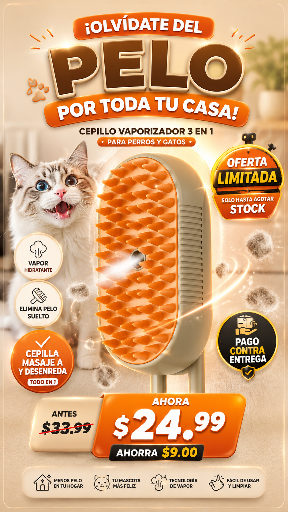 Cepillo De Vapor Para Mascotas Premiun