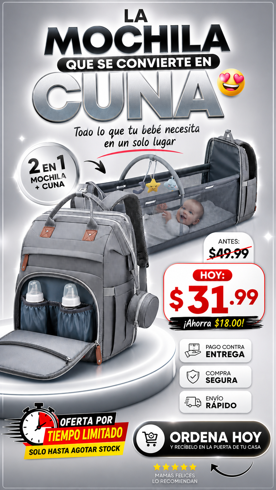 Mochila Pañalera Impermeable