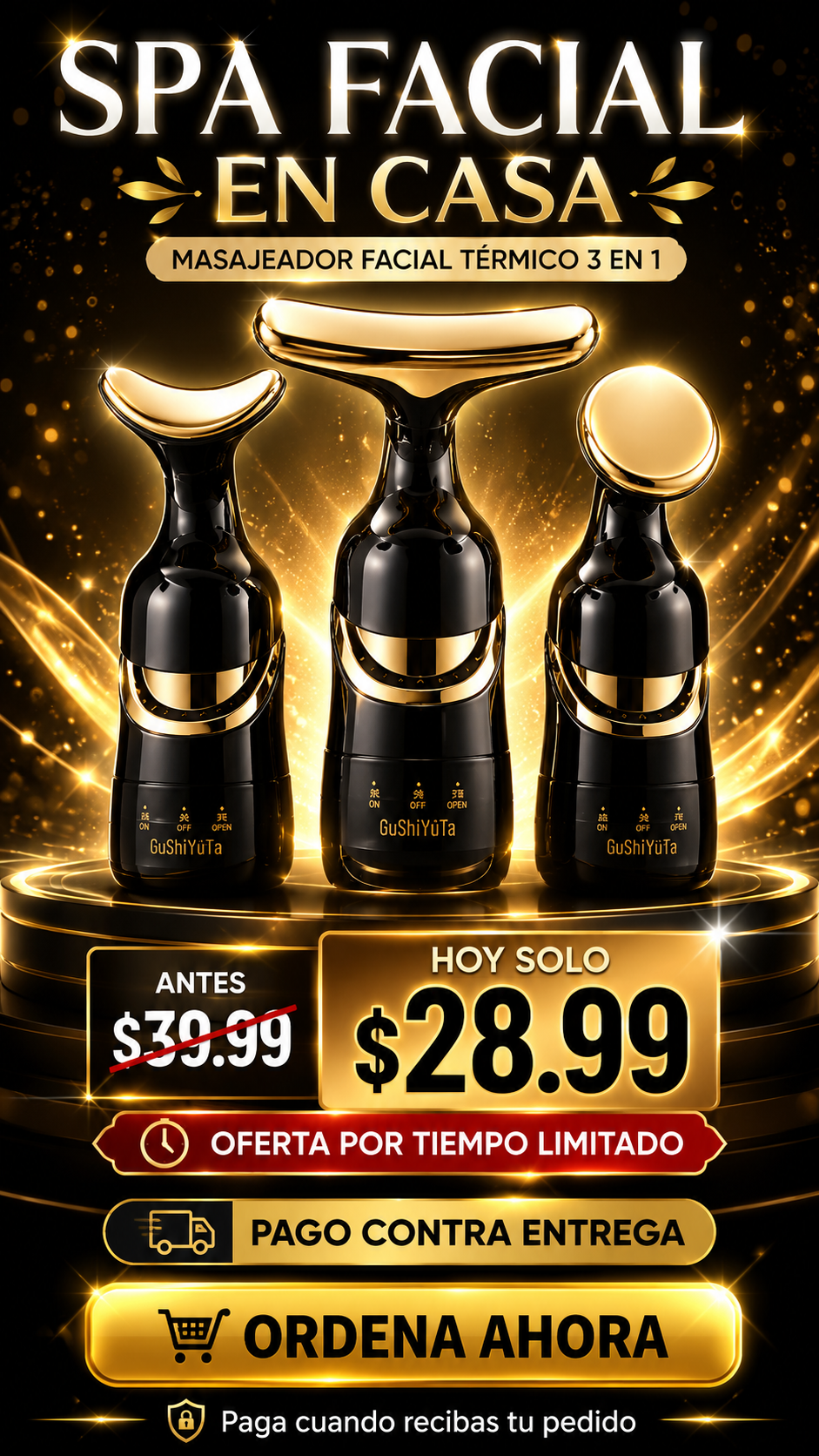 Masajeador Facial 3 En 1 Ojos Cara y Cuello