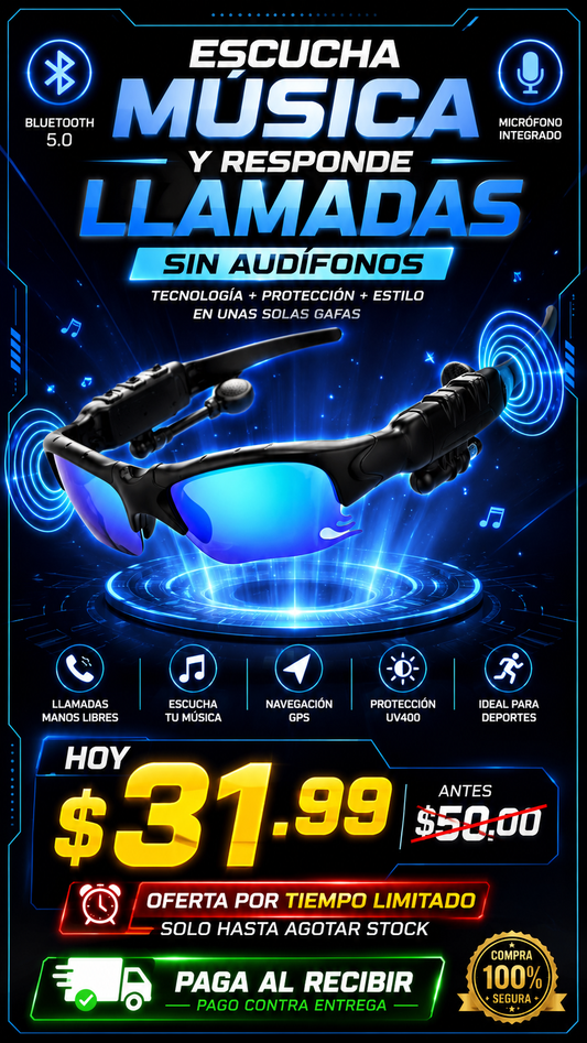 Gafas De Sol Con Audifonos Y Bluetooth
