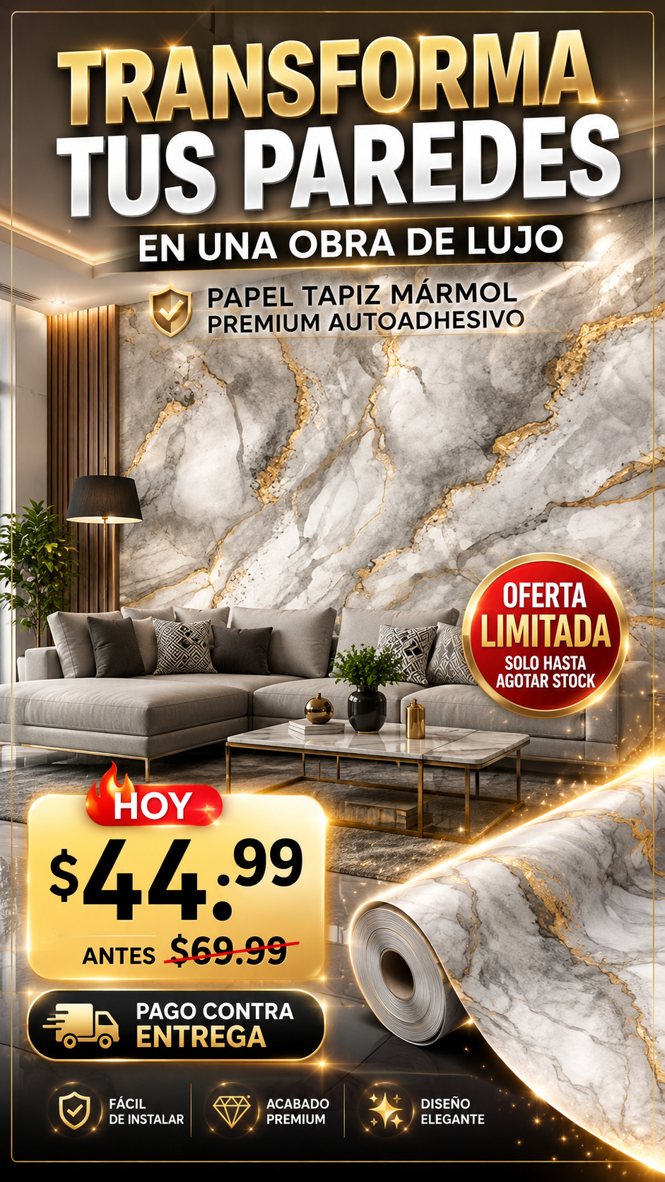 Rollos Tipo Marmol Autoadhesivos